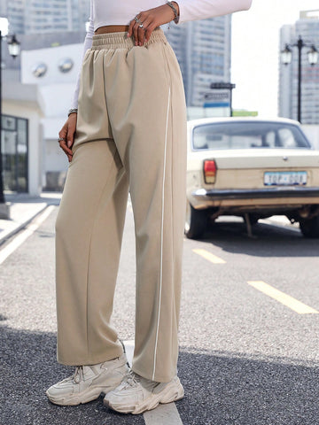 Solid Color Casual Wide Leg Sweatpants