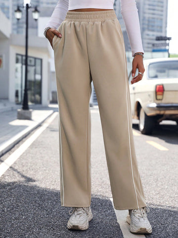 Solid Color Casual Wide Leg Sweatpants