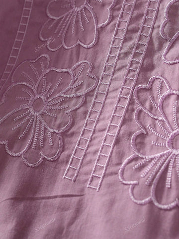 Solid Color Floral Embroidery Ruffle Back Shirt, Casual Everyday Wear