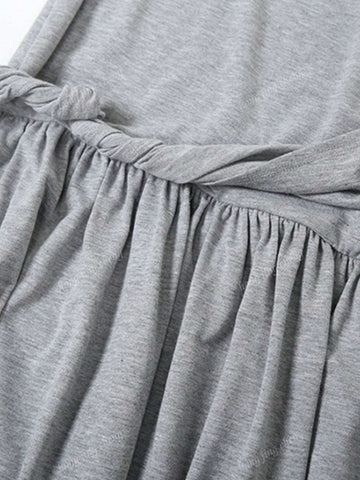 Solid Color Long Sleeve Crew Neck Fitted Dress