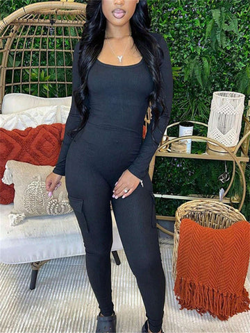 Solid Color Long Sleeve Skinny Bodysuit