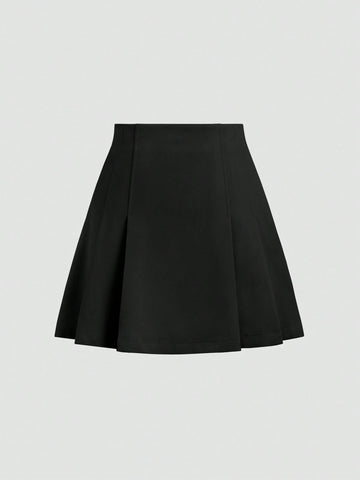 Solid Color Mid Waist Ruched Mini Skirt, Casual Daily Wear