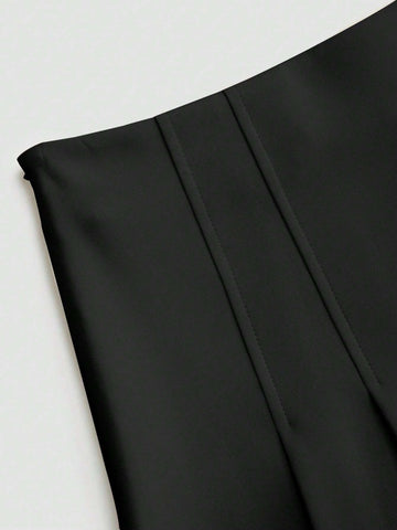 Solid Color Mid Waist Ruched Mini Skirt, Casual Daily Wear