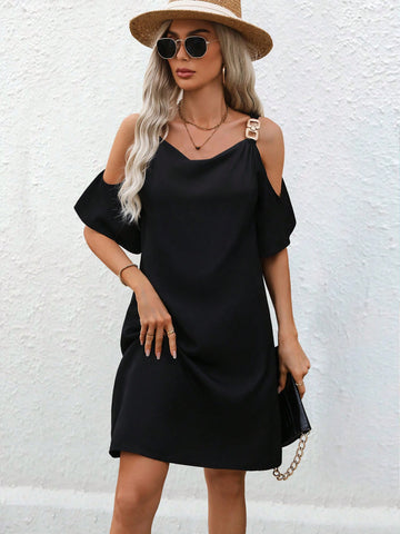 Solid Color Off Shoulder Casual Dress