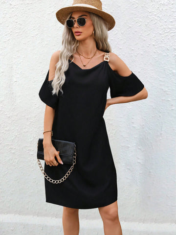 Solid Color Off Shoulder Casual Dress