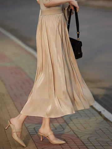 Solid Color Shimmery Mesh Skirt