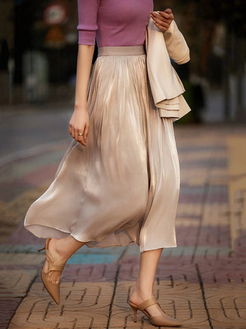 Solid Color Shimmery Mesh Skirt