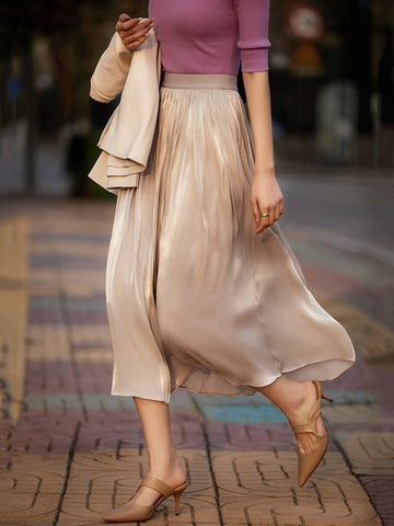 Solid Color Shimmery Mesh Skirt