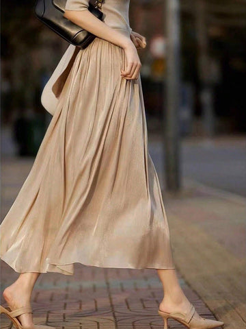 Solid Color Shimmery Mesh Skirt