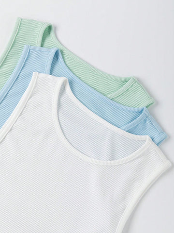 Solid Color Sleeveless Bodysuit With Pants Set