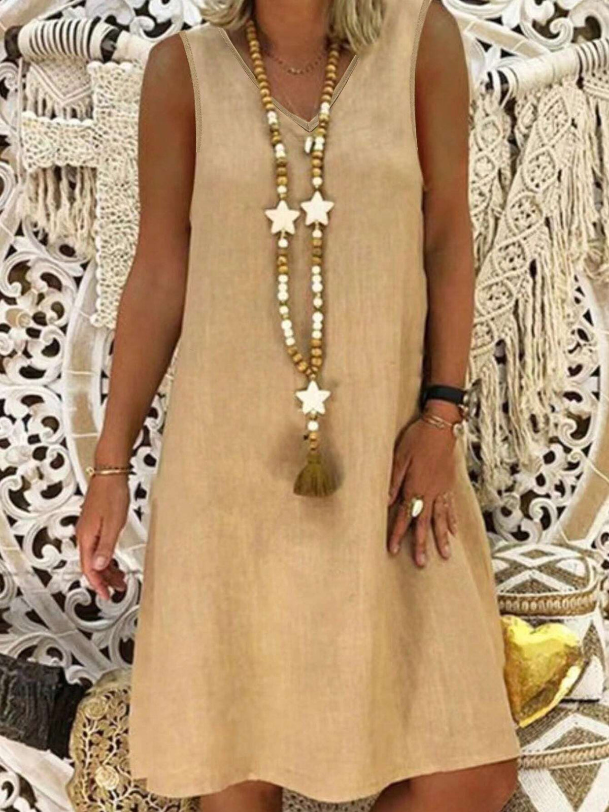Solid Color Sleeveless Summer Dress