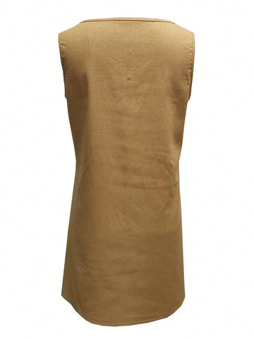 Solid Color Sleeveless Summer Dress