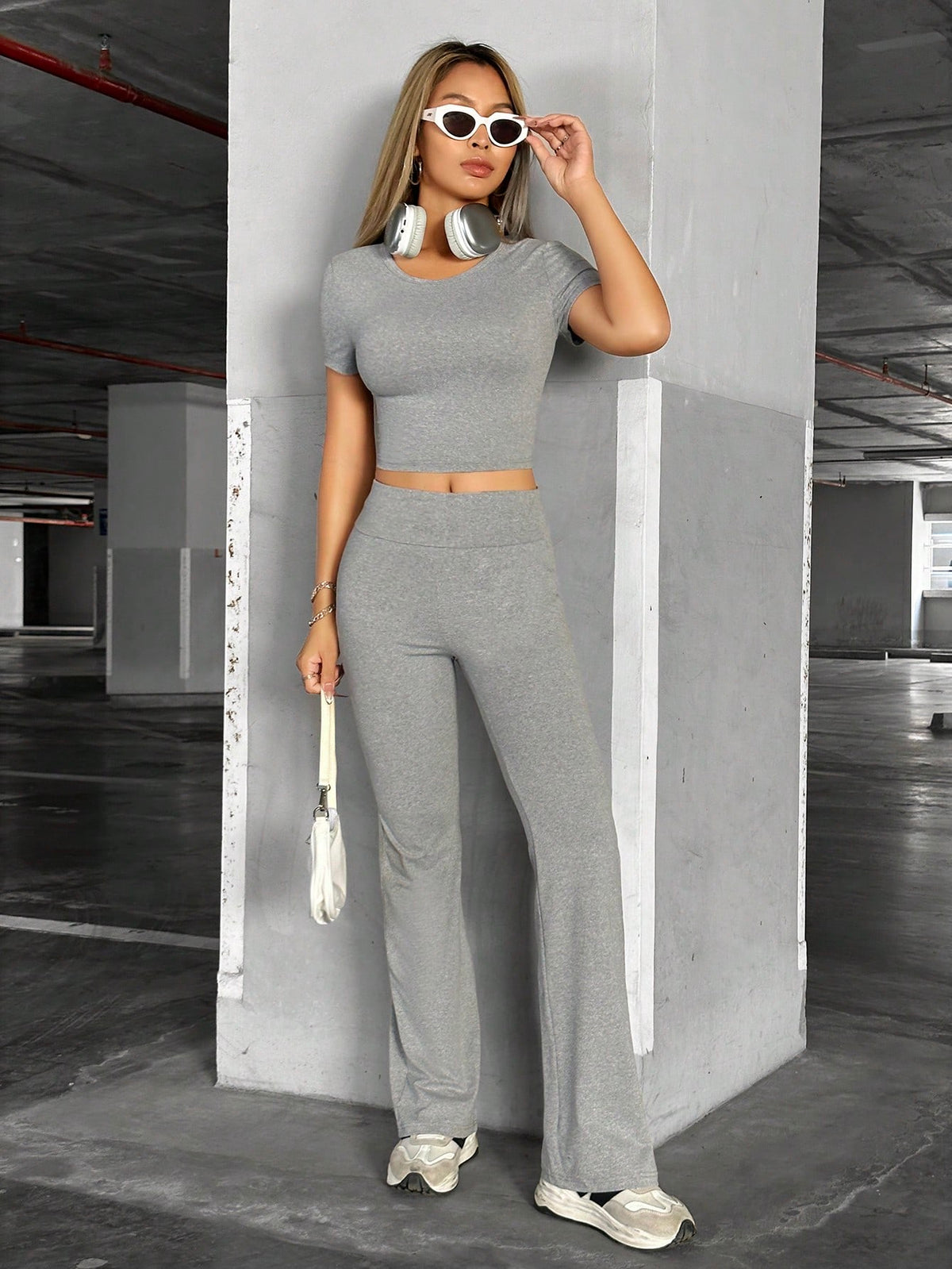 Solid Color T-Shirt And Long Pants Set