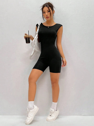 Solid Color Tight Romper
