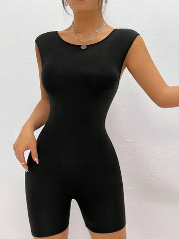 Solid Color Tight Romper