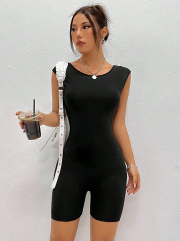 Solid Color Tight Romper