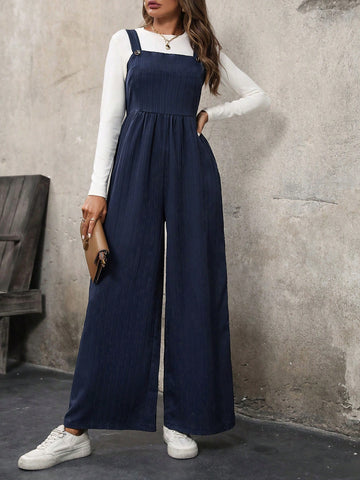 Solid Color Wide Leg Jumpsuit (no Top Included)