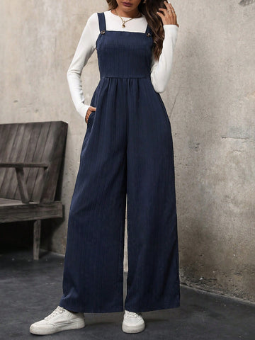 Solid Color Wide Leg Jumpsuit (no Top Included)