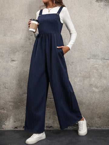 Solid Color Wide Leg Jumpsuit (no Top Included)