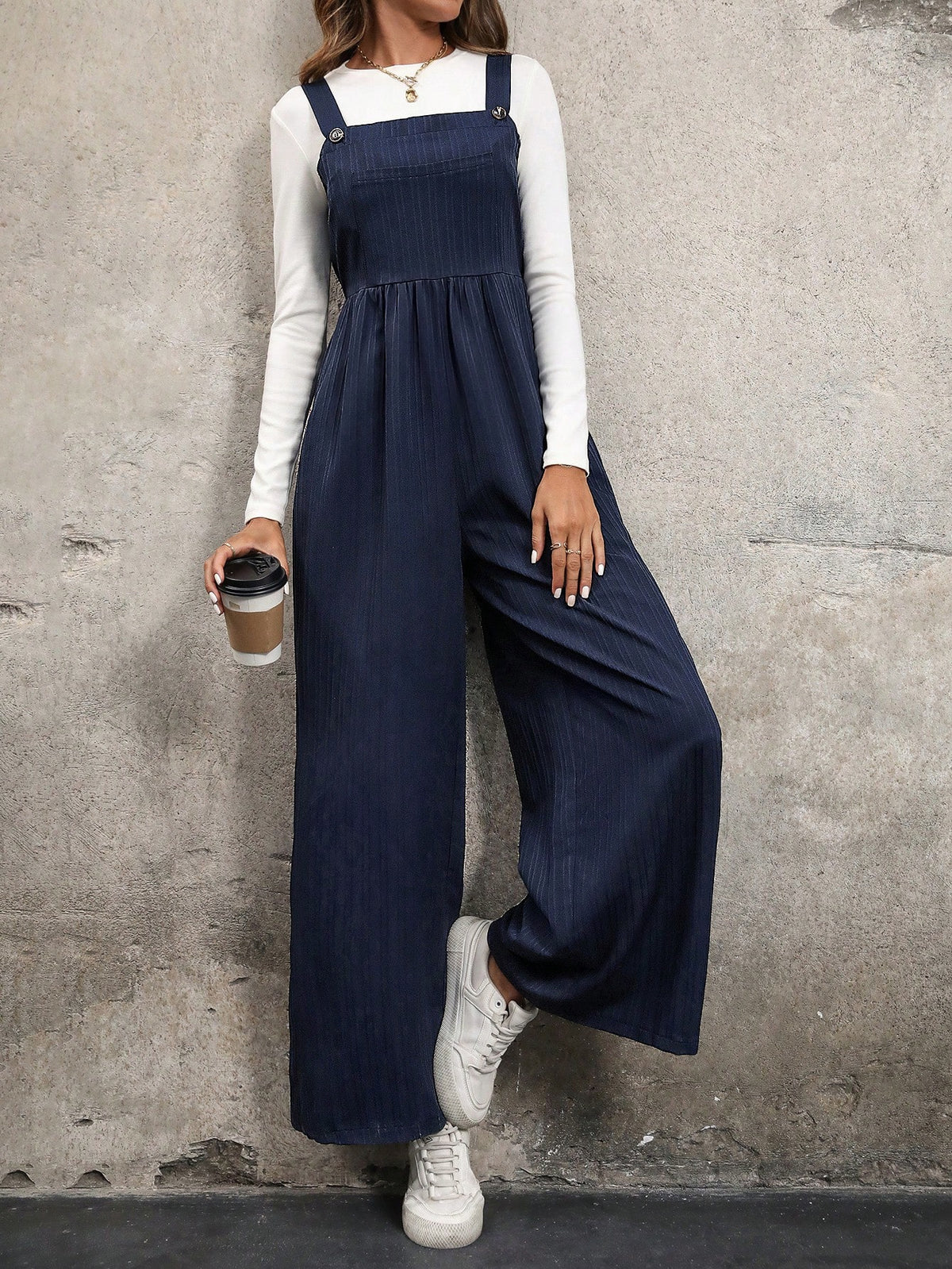 Solid Color Wide Leg Jumpsuit (no Top Included)