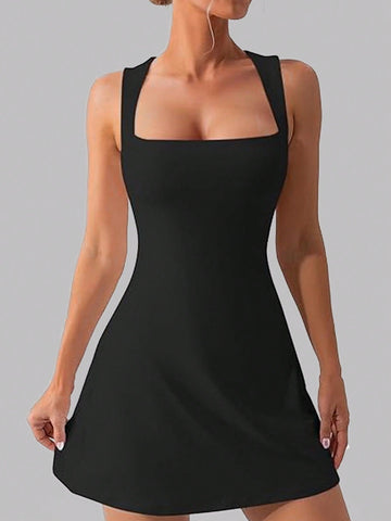 Solid Color Women's Sweetheart Neck Spaghetti Strap Bodycon Sleeveless Vest Elasticity Dress