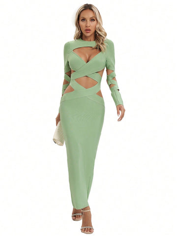 Solid Cut Out Bodycon Dress