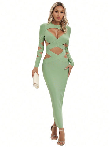 Solid Cut Out Bodycon Dress