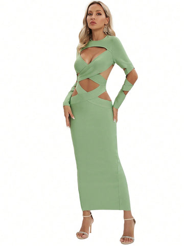 Solid Cut Out Bodycon Dress