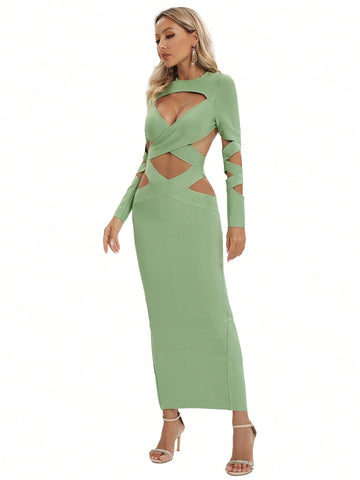 Solid Cut Out Bodycon Dress