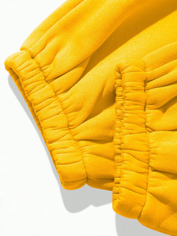 Solid Drawstring Waist Slant Pocket Sweatpants
