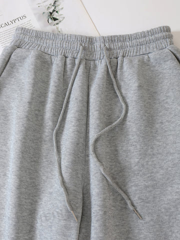 Solid Drawstring Waist Sweatpants