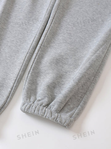 Solid Drawstring Waist Sweatpants