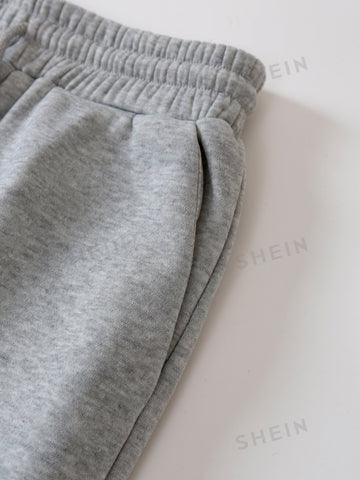 Solid Drawstring Waist Sweatpants