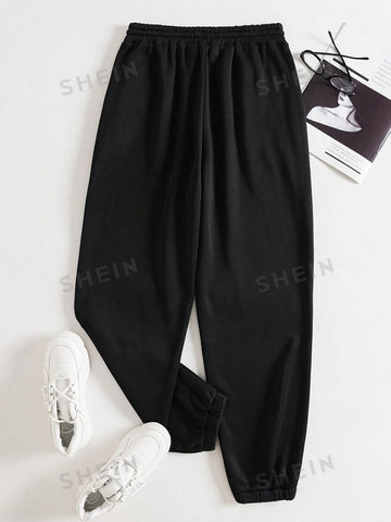 Number Print Drawstring Waist Sweatpants