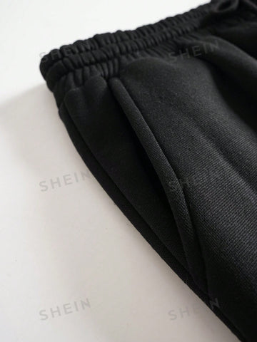 Number Print Drawstring Waist Sweatpants