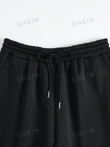 Number Print Drawstring Waist Sweatpants