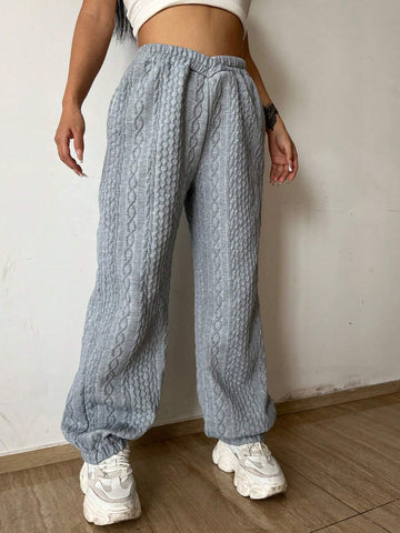 Solid Elastic Waist Sweatpants