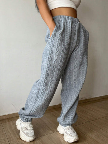 Solid Elastic Waist Sweatpants