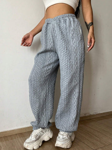 Solid Elastic Waist Sweatpants