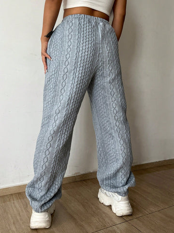 Solid Elastic Waist Sweatpants