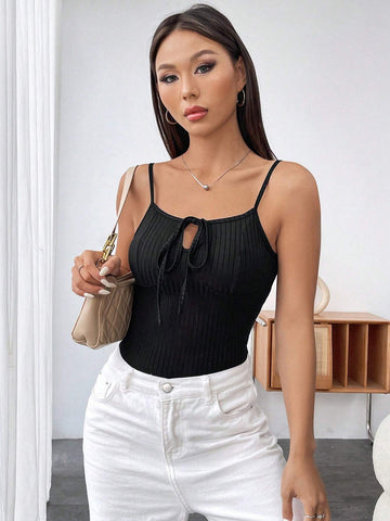 Solid Ladies' Simple Strappy Bodysuit