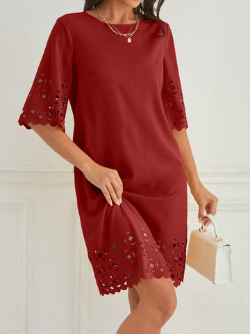 Solid Laser Cut Dress