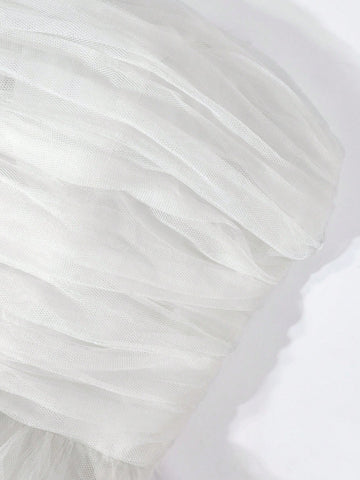 Solid Ruched Tube Wedding Dress