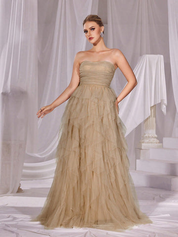 Solid Ruched Wedding Dress
