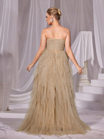 Solid Ruched Wedding Dress