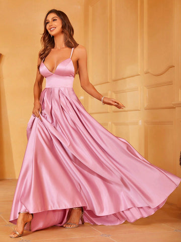 Solid Satin Cami Bridesmaid Dress