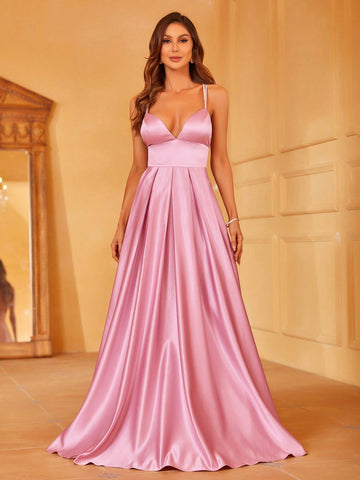 Solid Satin Cami Bridesmaid Dress