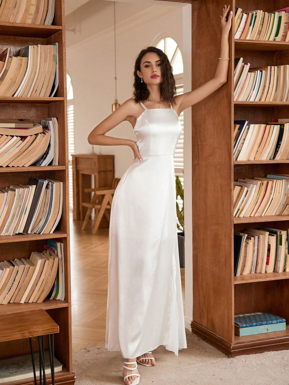 Solid Split High Satin Cami Bridesmaid Dress