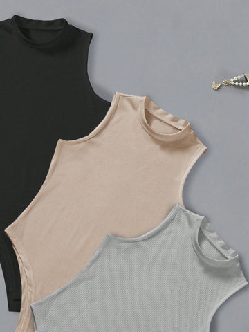 Solid Stand Collar Bodysuit
