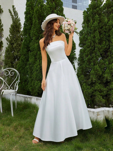 Solid Tube Wedding Dress
